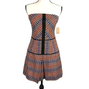 Rachel Roy womens size 4, sleeveless, zippered front, multi color, minidress